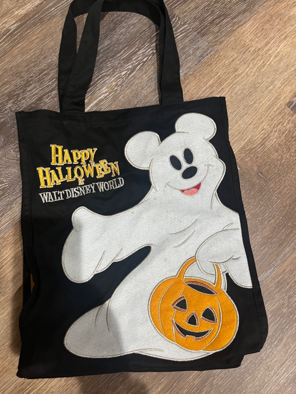 Disney Black Tote with White Ghost and Orange Pumpkin Trick-or-Treat Bag